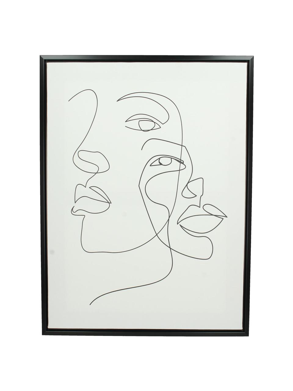 Cuadro sobre lienzo enmarcado Aventurina, Blanco, negro, An 45 x Al 60 cm