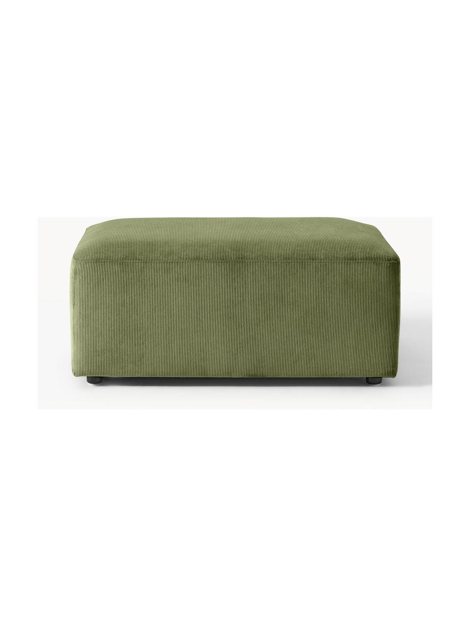 Pouf en velours côtelé Melva, larg. 99 x prof. 72 cm, Velours côtelé vert olive, larg. 99 x prof. 72 cm