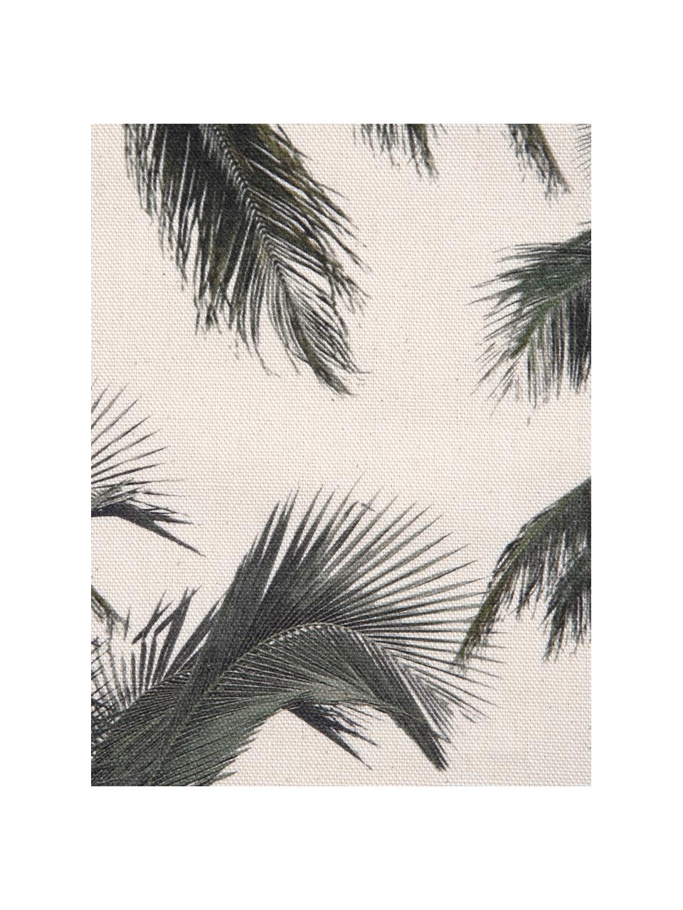 Kissenhülle Mogli mit Palmenprint, 100% Baumwolle, Beige, Dunkelgrün, B 40 x L 40 cm