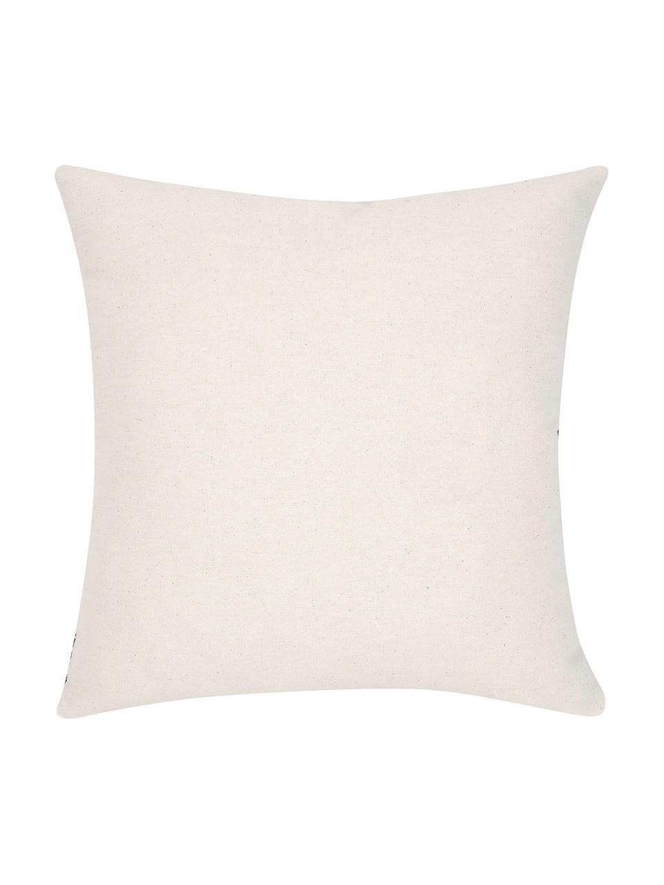 Housse de coussin 40x40 motif palmier Mogli, 100 % coton, Écru, vert, larg. 40 x long. 40 cm