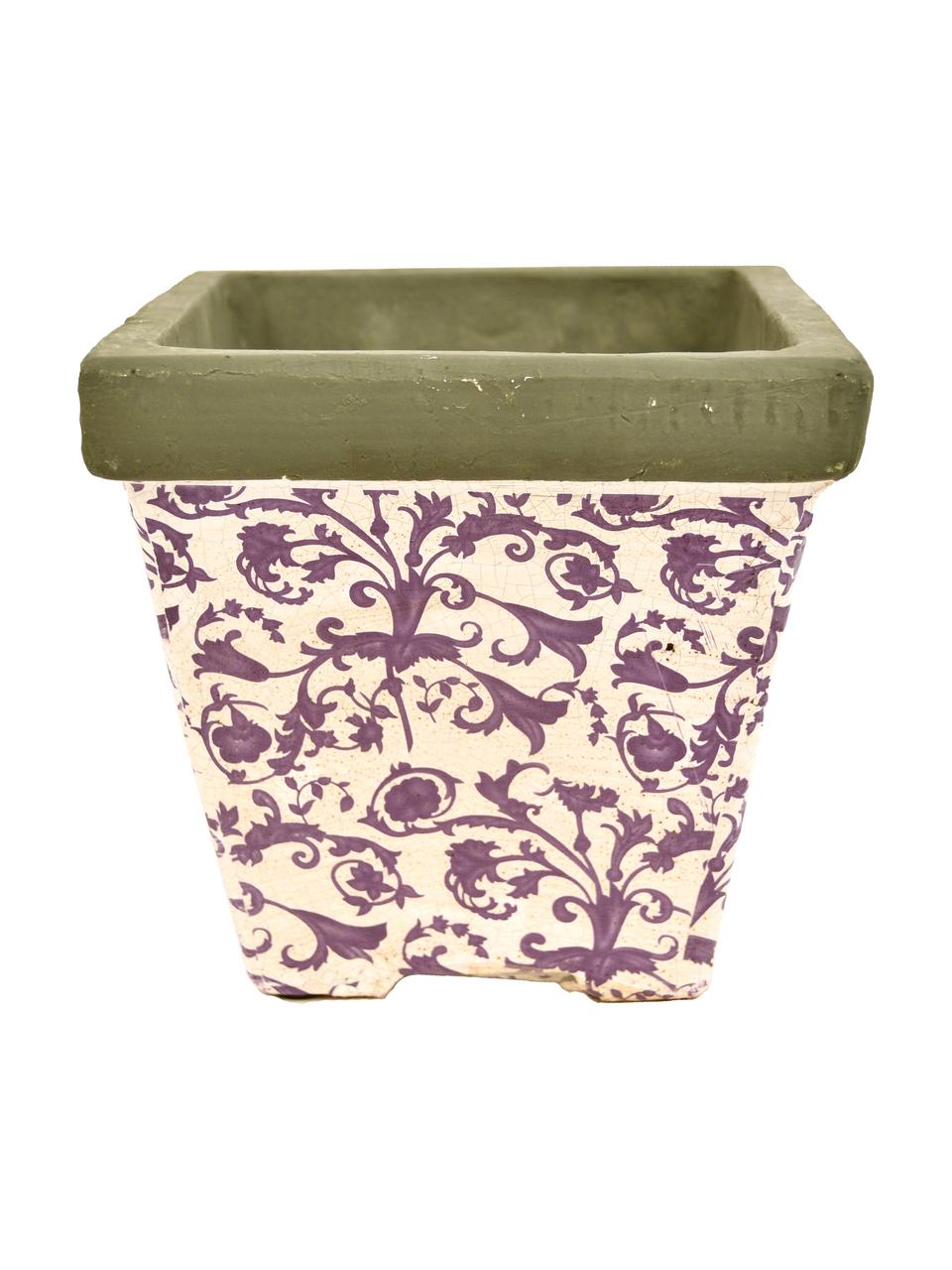 Petit pot de fleurs Cerino, 3 élém., Céramique, Lilas, beige, gris, Lot de différentes tailles