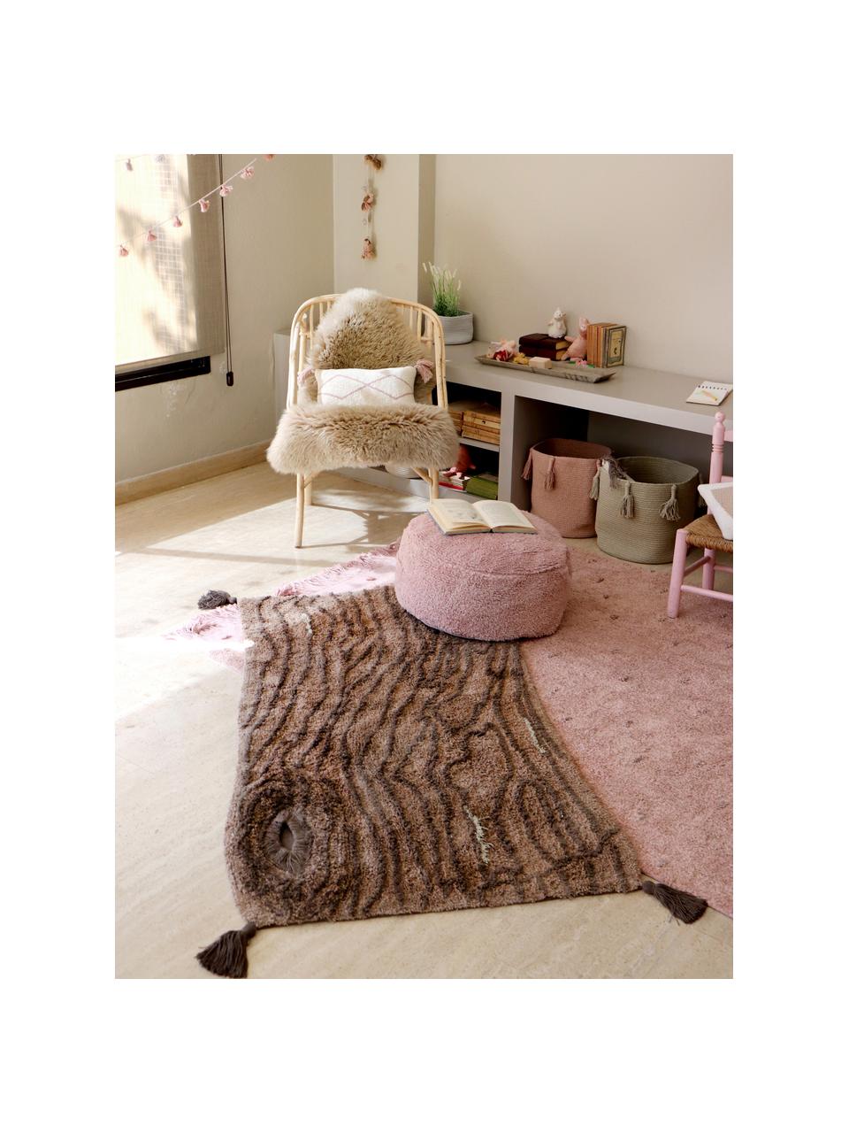 Puf infantil artesanal Chill, Tapizado: 97% algodón, 3% fibras si, Tejido rosa claro, Ø 50 x Al 20 cm