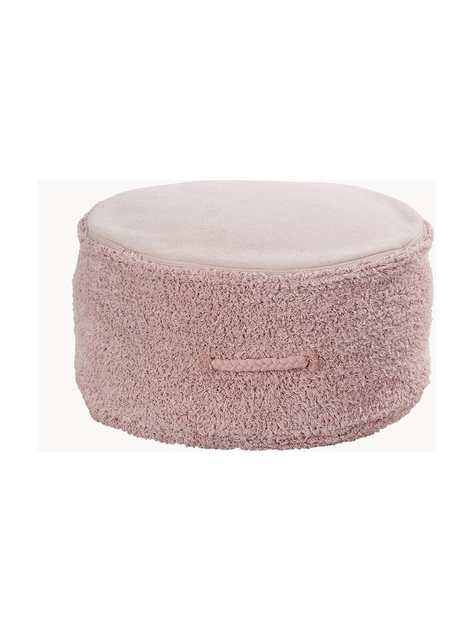 Handgefertigter Kinder-Pouf Chill, Bezug: 97 % Baumwolle, 3 % Kunst, Webstoff Hellrosa, Ø 50 x H 20 cm