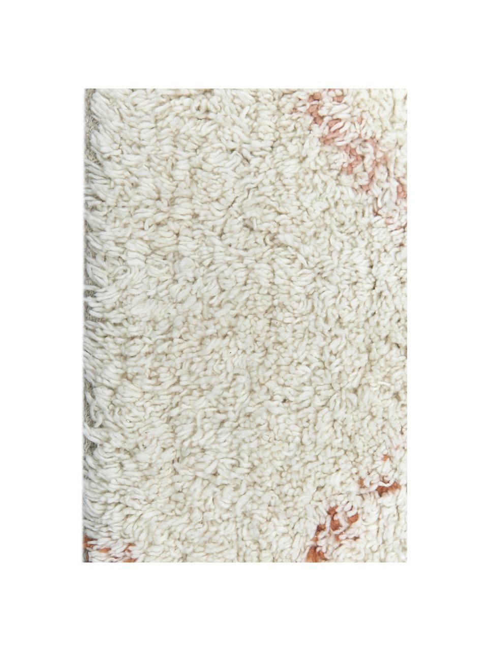 Tappeto bagno colorato con frange Safari, 100% cotone, Ecru, multicolore, Larg. 50 x Lung. 70 cm