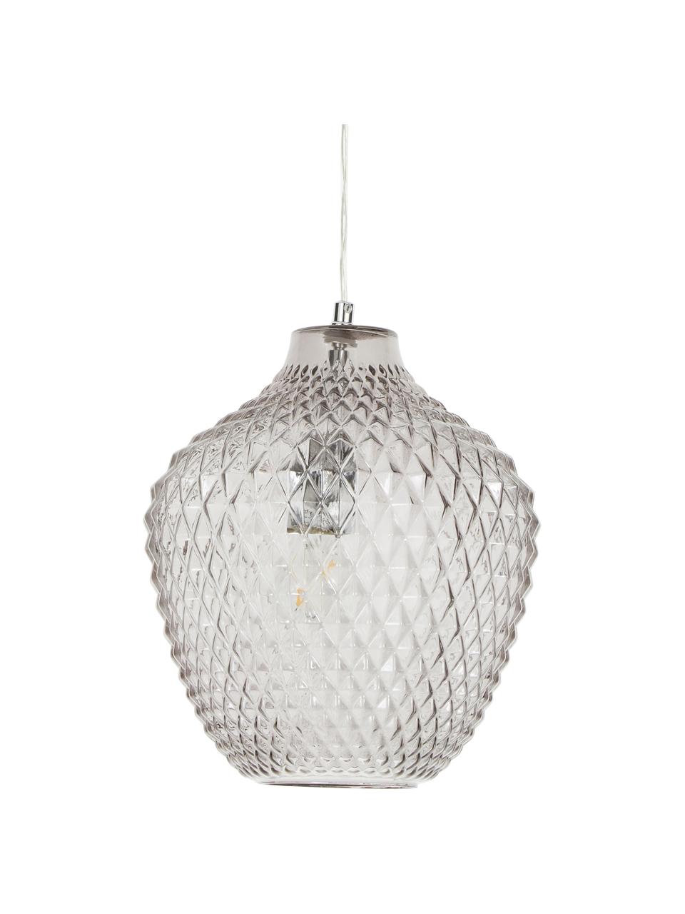 Petite suspension en verre teinté Lee, Gris, transparent, chrome, Ø 27 x haut. 33 cm