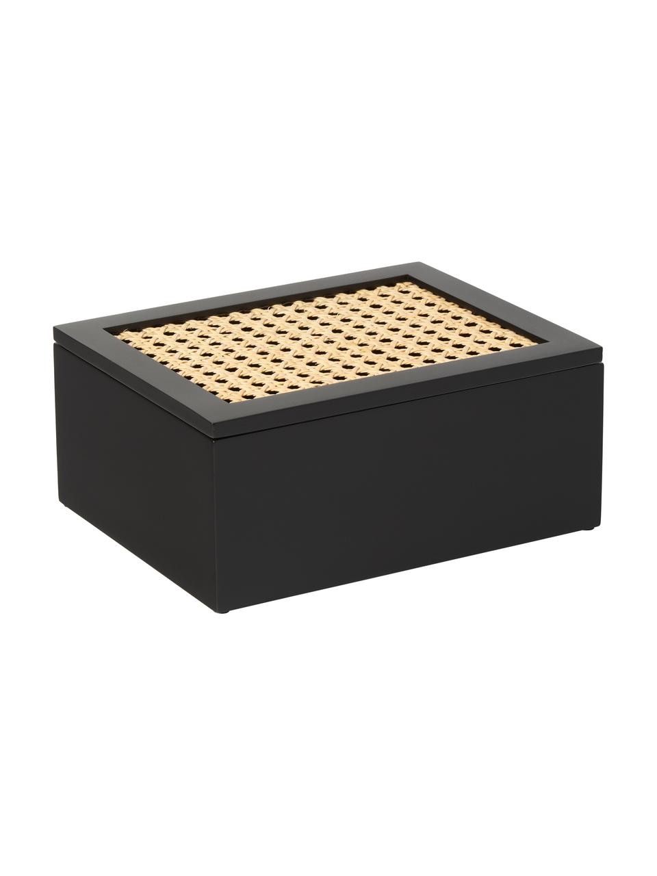 Caja con tejido vienés Carina, Caja: tablero de fibras de dens, Negro, An 23 x F 10 cm