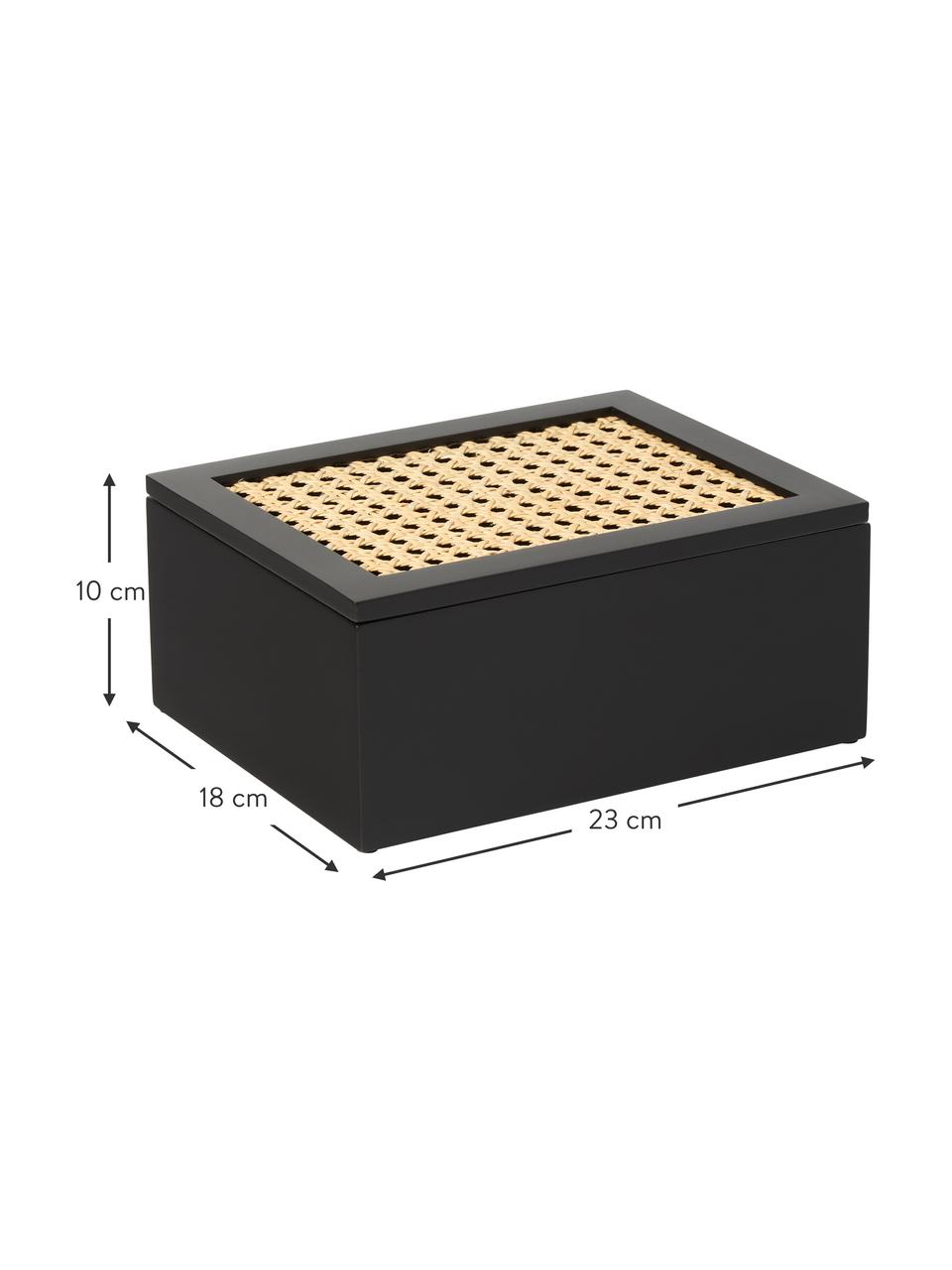 Úložný box s vídeňskou pleteninou Carina, Černá, Š 23 cm, V 10 cm