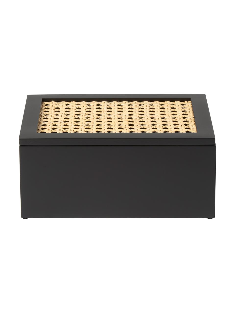 Caja con tejido vienés Carina, Caja: tablero de fibras de dens, Negro, An 23 x F 10 cm