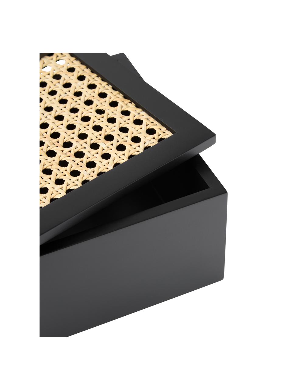Caja con tejido vienés Carina, Caja: tablero de fibras de dens, Negro, An 23 x F 10 cm