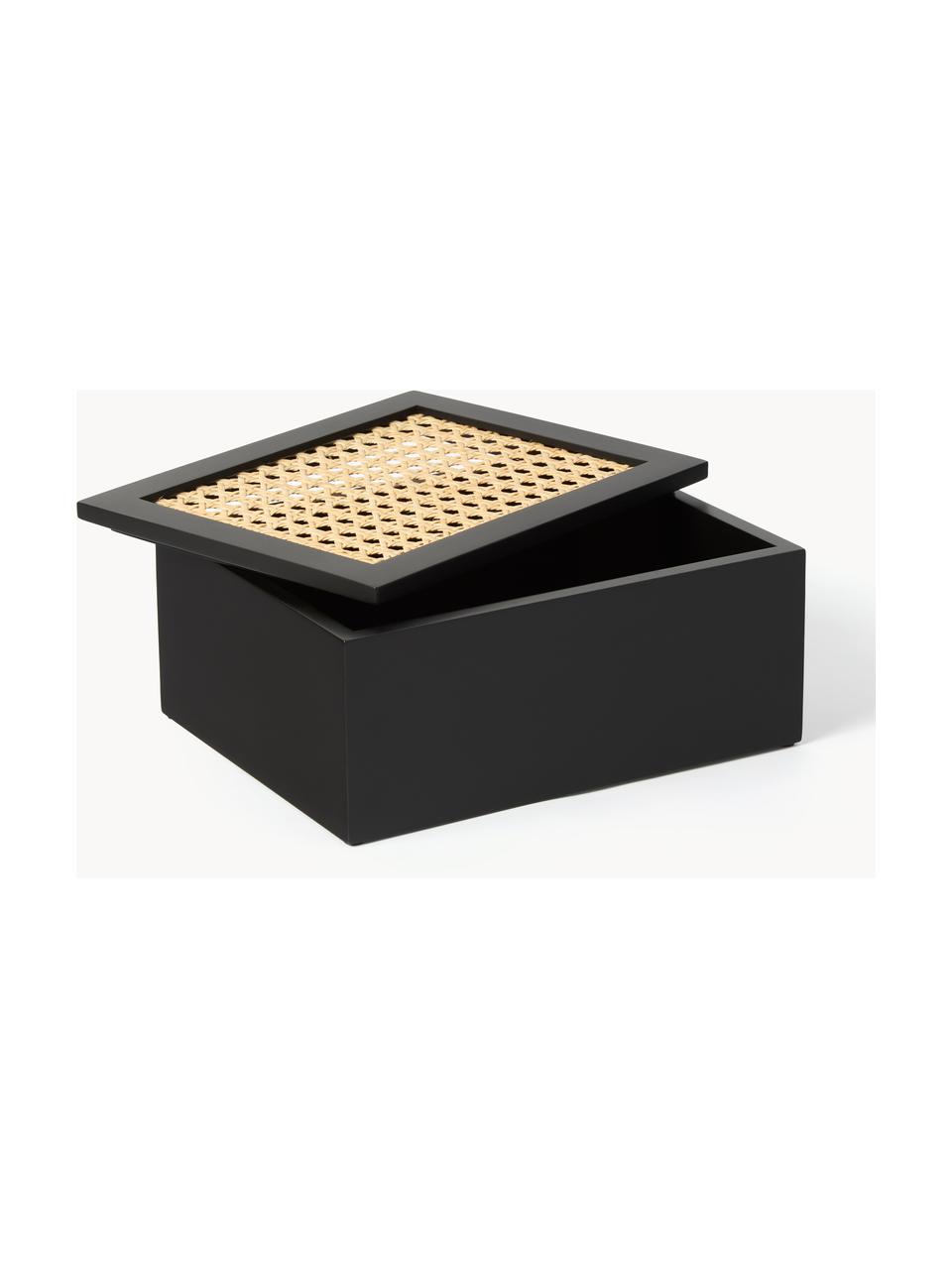 Caja con tejido vienés Carina, Caja: tablero de fibras de dens, Negro, beige, An 23 x F 10 cm