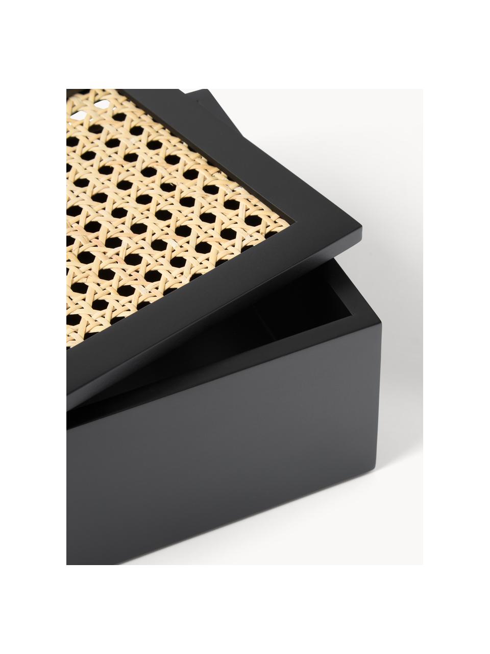 Úložná škatuľa s viedenským výpletom Carina, Čierna, béžová, Š 23 x V 10 cm