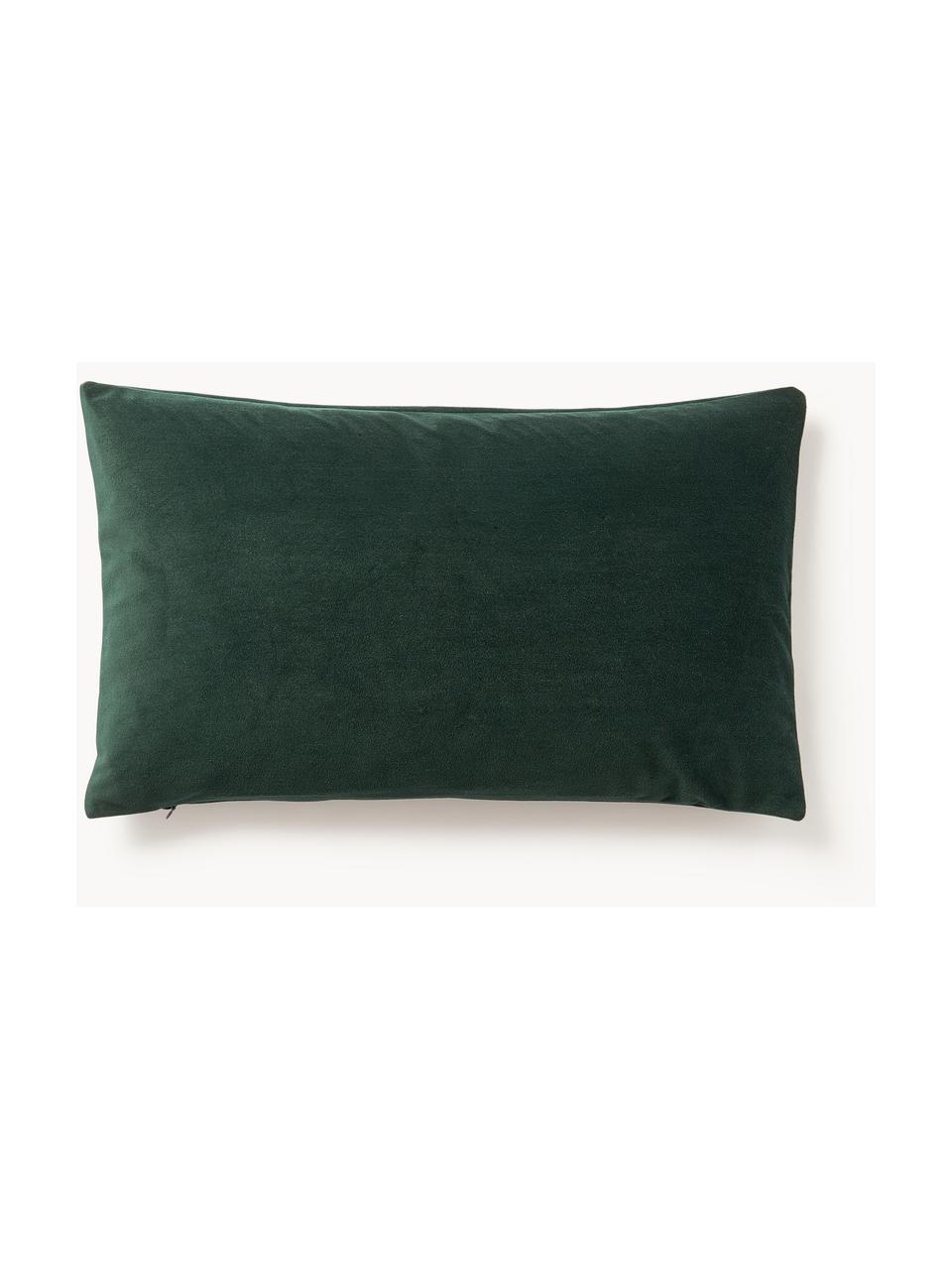Zamatový poťah na vankúš so zimným motívom Imala, 100 %  polyester, GRS certifikát, Tmavozelená, Š 30 x D 50 cm