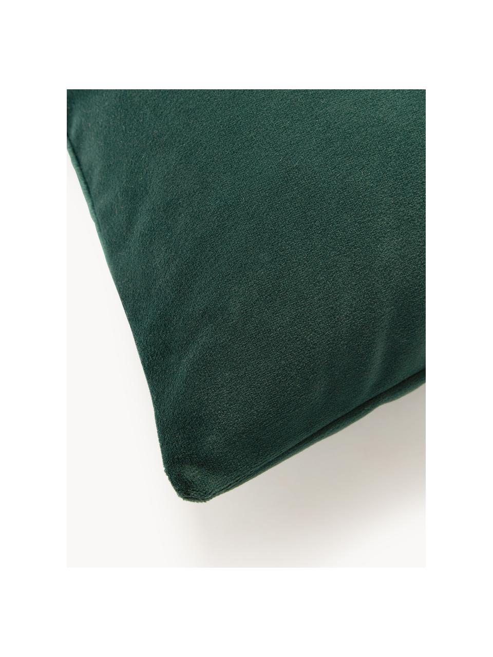 Fluwelen kussenhoes Imala met winters motief, 100% polyester, GRS-gecertificeerd, Donkergroen, B 30 x L 50 cm
