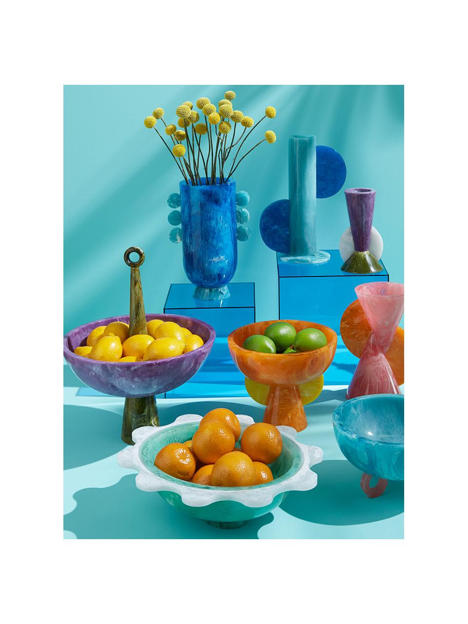 Ręcznie wykonany wazon Mustique, W 27 cm, Akryl polerowany, Niebieski, petrol, S 19 x W 17 cm