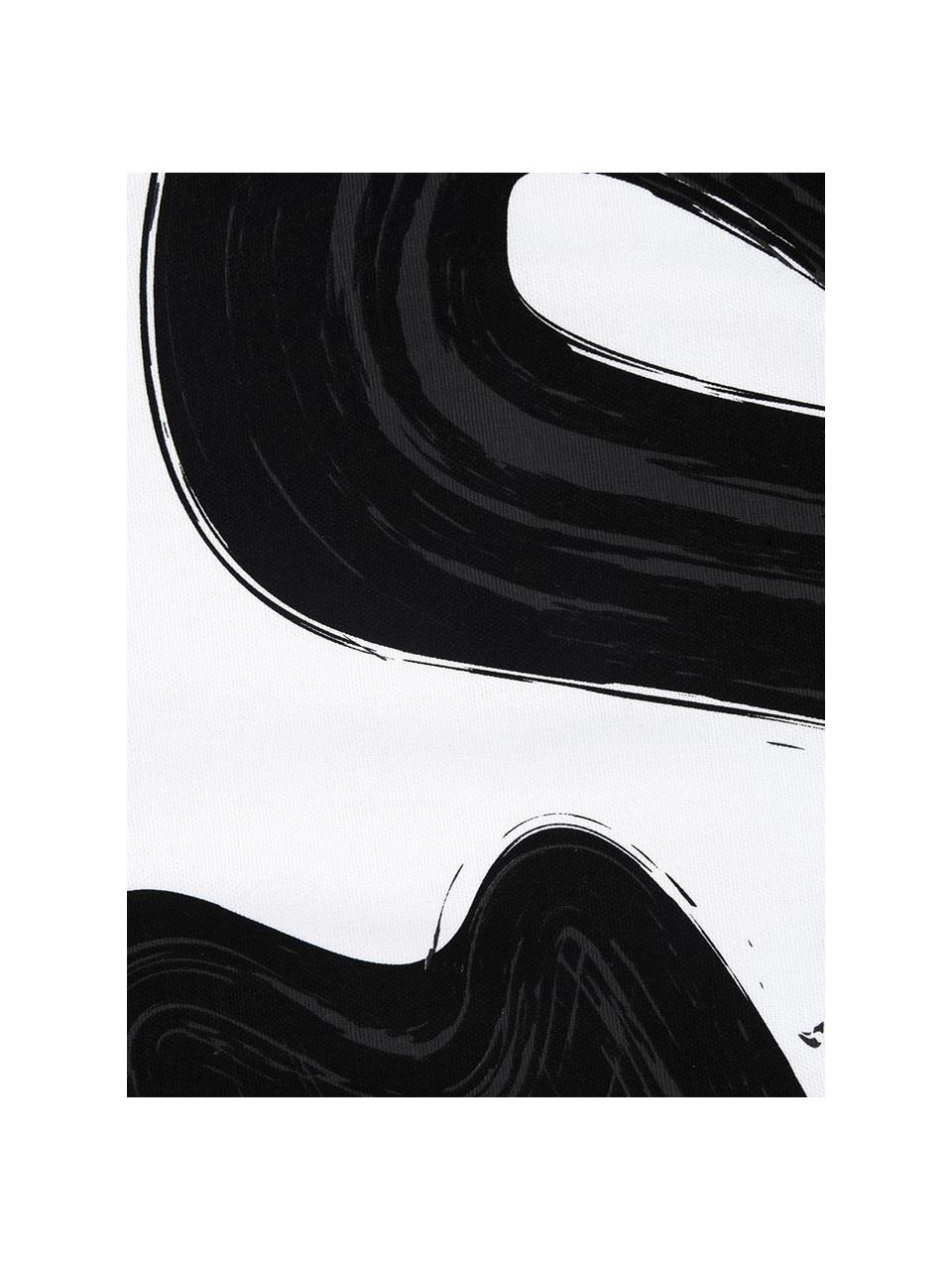 Housse de coussin à imprimé abstrait Brush, Noir/blanc