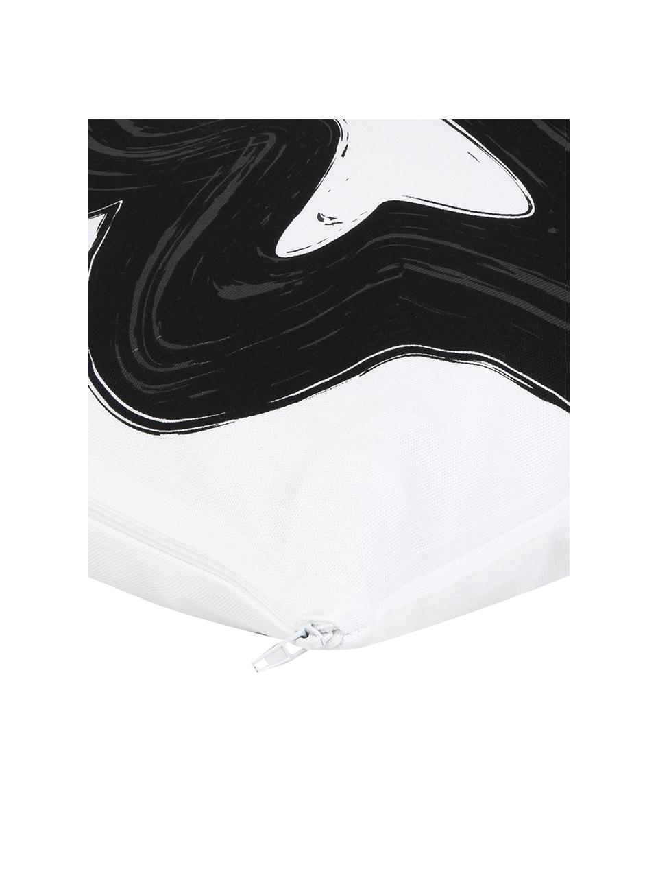 Kissenhülle Brush mit abstraktem Print, 100% Baumwolle, Schwarz/Weiß, 40 x 40 cm