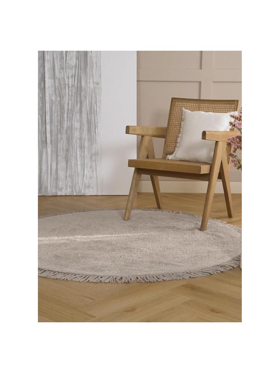 Alfombra redonda artesanal de algodón Daya, Beige claro, Ø 110 cm (Tamaño S)