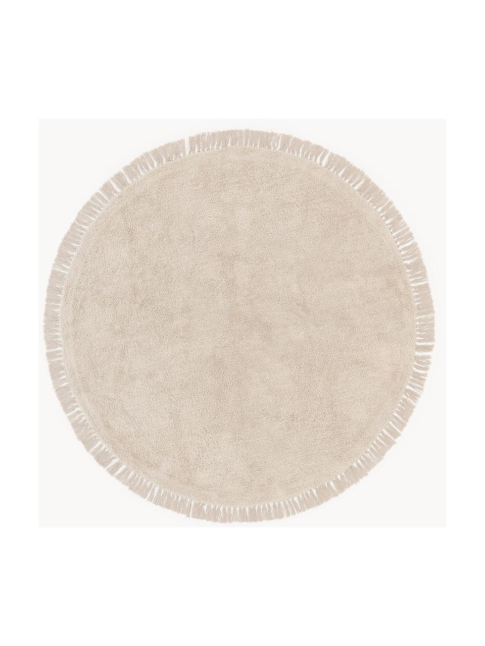 Tapis rond en coton tufté main Daya, Beige clair, Ø 110 cm (taille S)