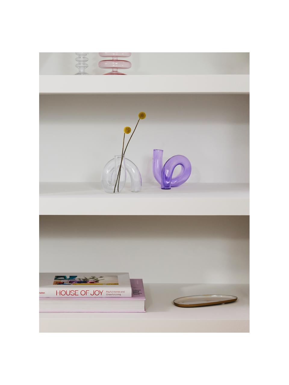 Handgefertigte Vase Zaida, Glas, Transparent, B 11 x H 12 cm