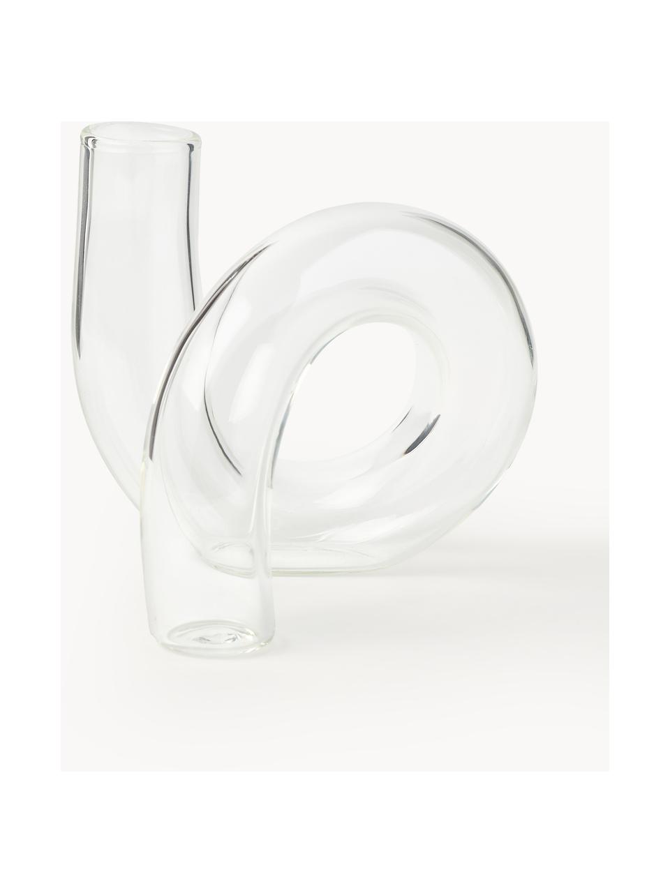 Handgefertigte Vase Zaida, H 12 cm, Glas, Transparent, B 11 x H 12 cm