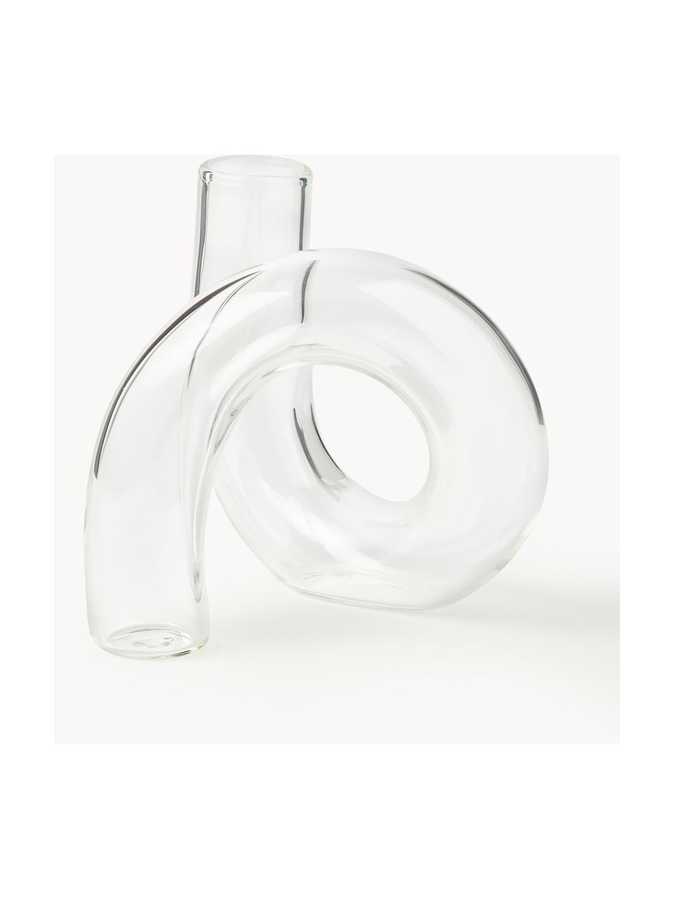 Handgefertigte Vase Zaida, Glas, Transparent, B 11 x H 12 cm