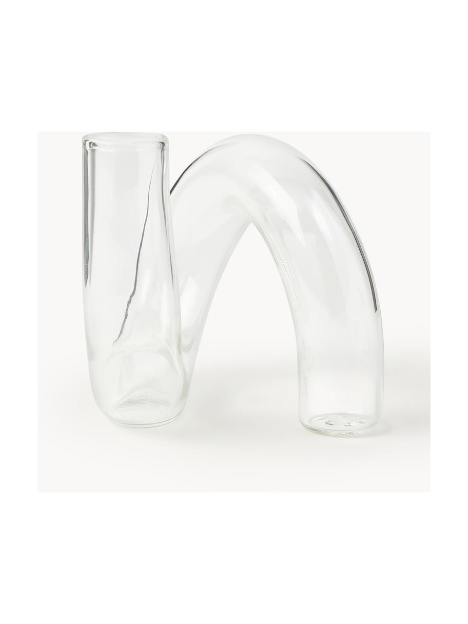 Handgefertigte Vase Zaida, H 12 cm, Glas, Transparent, B 11 x H 12 cm