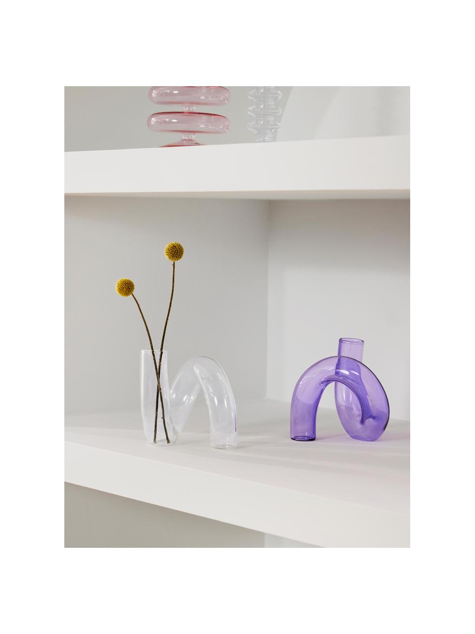 Handgefertigte Vase Zaida, Glas, Transparent, B 11 x H 12 cm