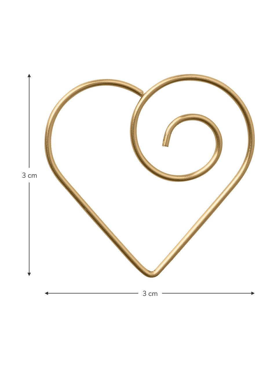 Büroklammern Herz, 15 Stück, Metall, beschichtet, Messingfarben, B 3 x H 3 cm