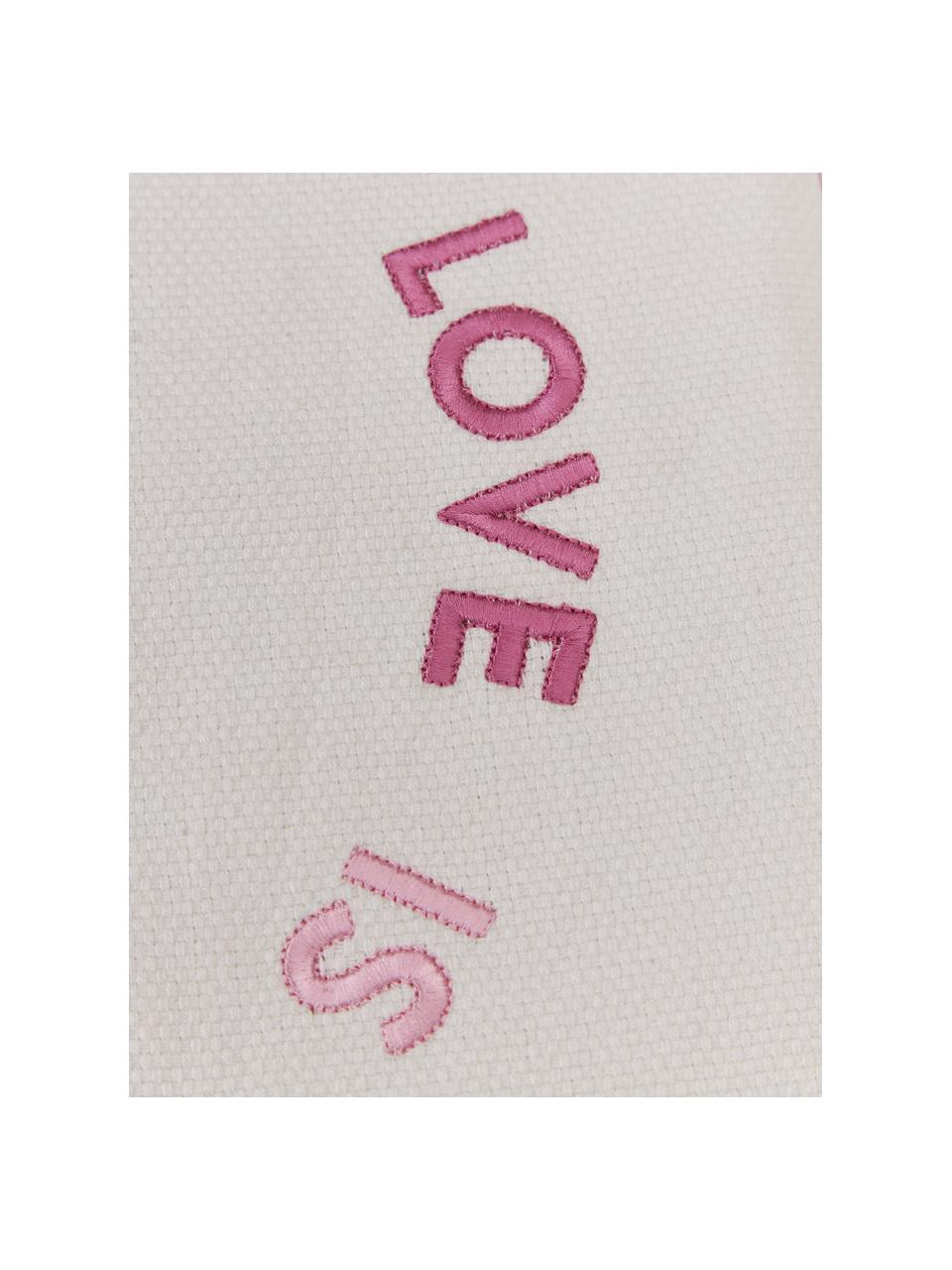 Housse de coussin réversible bordure passepoilée Drew, 100 % coton, Multicolore, blanc, rose, larg. 40 x long. 40 cm