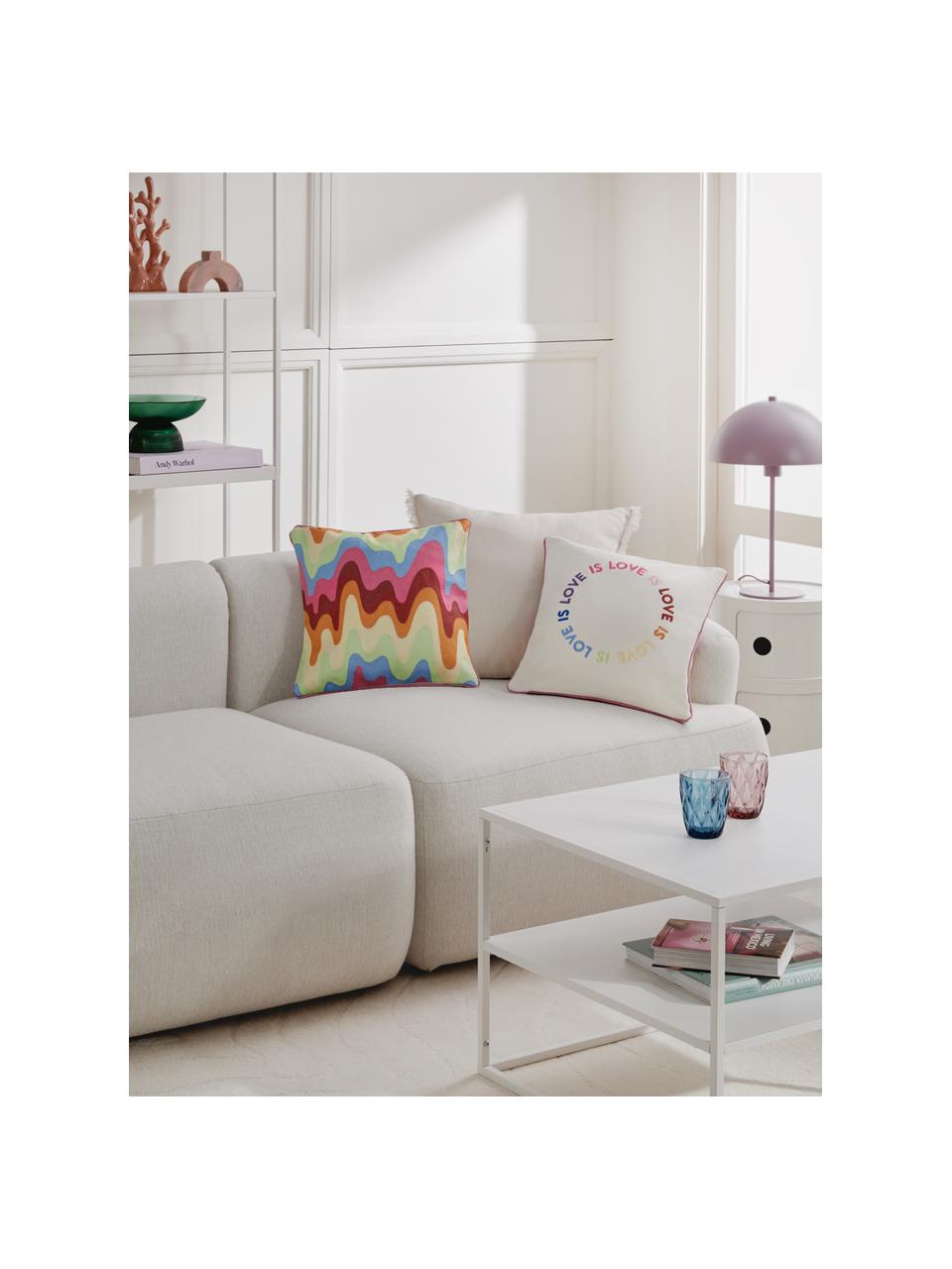 Federa arredo reversibile con bordino Drew, 100% cotone, Multicolore, bianco, Larg. 40 x Lung. 40 cm