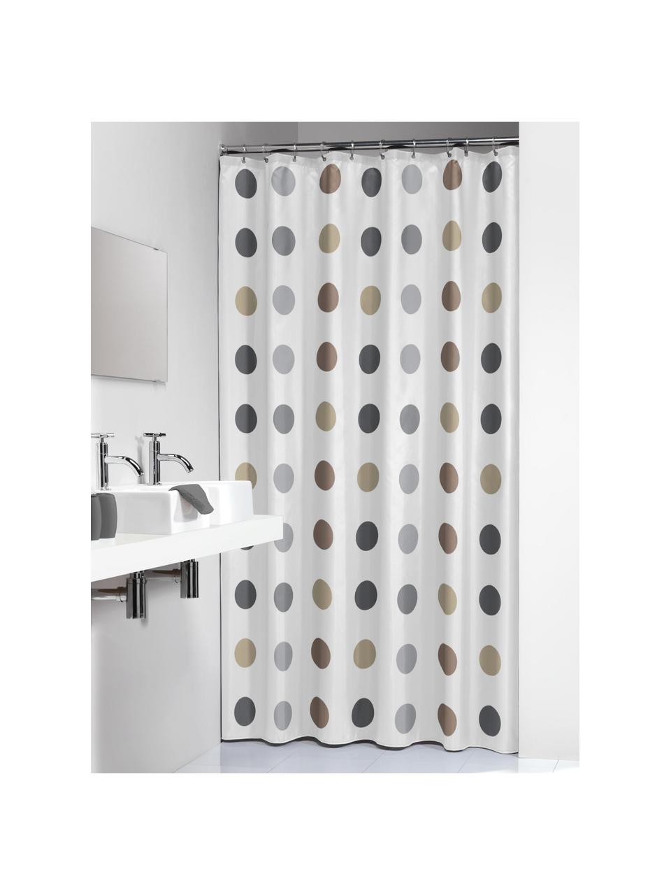 Douchegordijn Twister, 100% polyester
Waterafstotend, niet waterdicht, Wit, beige, taupe, grijs, B 180 x L 200 cm