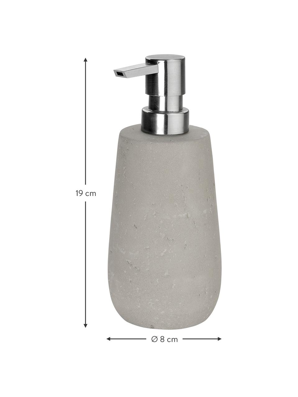 Dispenser sapone Belmont, Contenitore: cemento, Testa della pompa: metallo, Grigio, Ø 8 x Alt. 19 cm