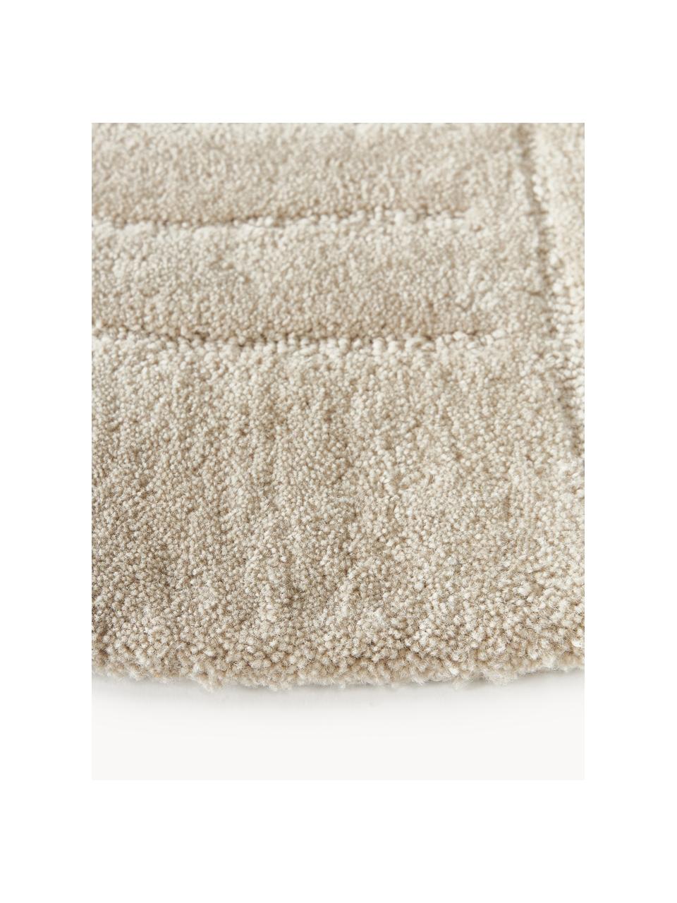 Tappeto rotondo in lana fatto a mano Mason, Retro: 100% cotone Nel caso dei , Grigio chiaro, Ø 120 cm (taglia S)