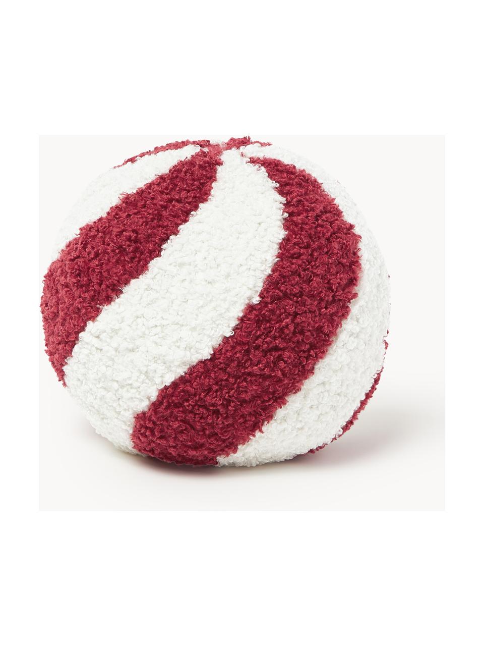 Coussin rond en peluche Dotty, Rouge, blanc, Ø 28 cm