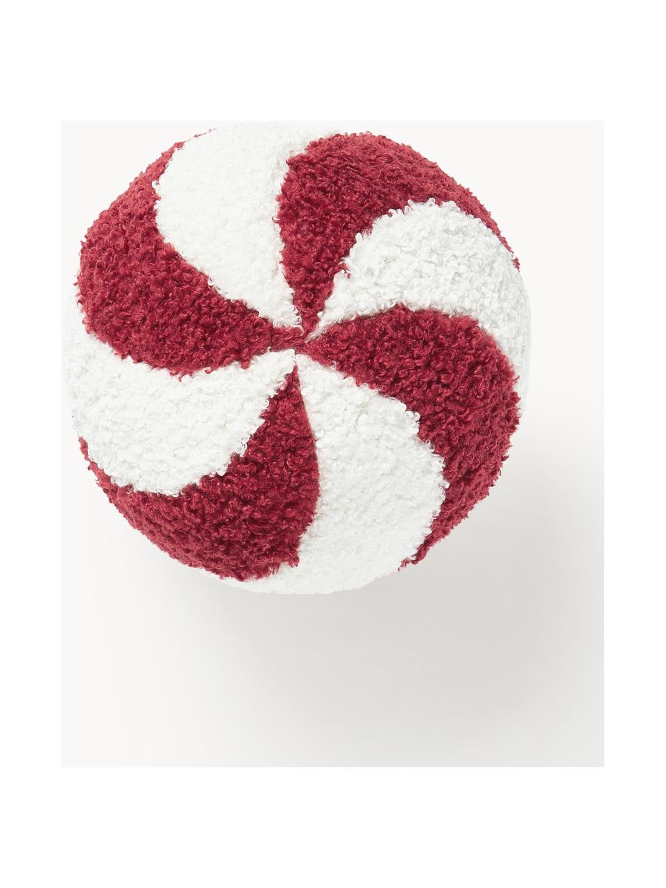 Coussin rond en peluche Dotty, Rouge, blanc, Ø 28 cm