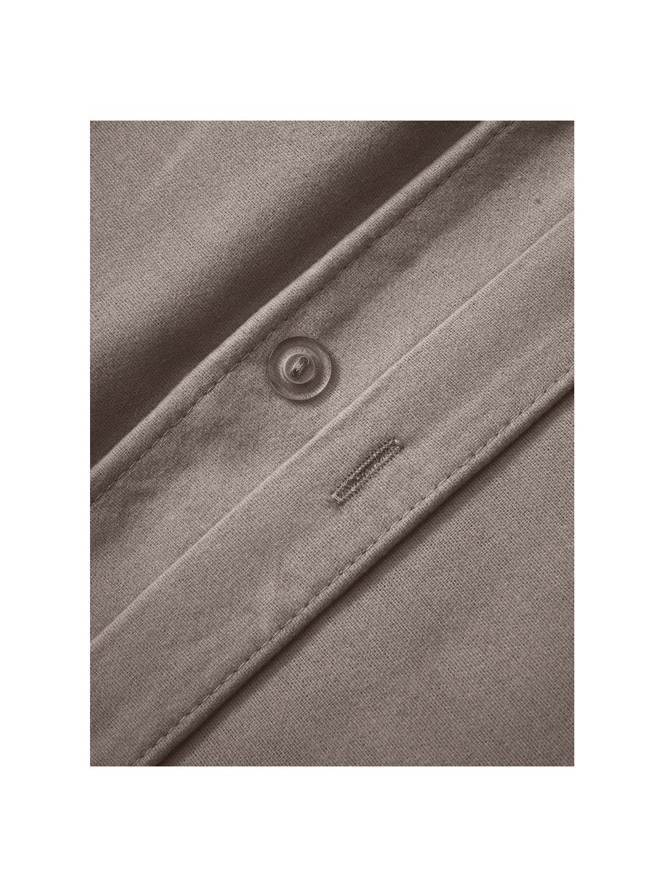 Flanellen dekbedovertrek Biba, Weeftechniek: flanel, Taupe, B 135 x L 200 cm