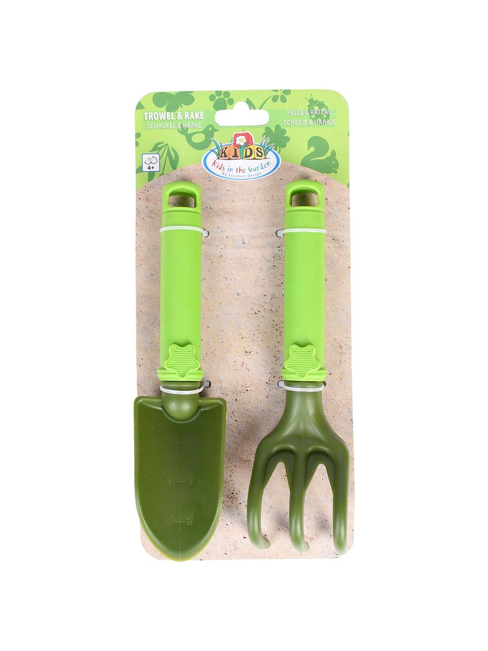 Set 2 attrezzi da giardinaggio per bambini Little Gardener, Materiale sintetico (PP), Tonalità verdi, Larg. 5 x Lung. 24 cm