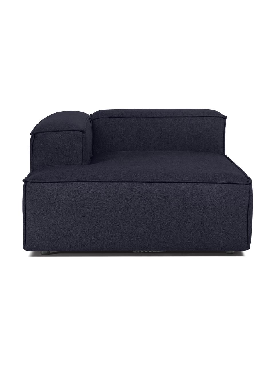 Szezlong modułowy Lennon, Tapicerka: 100% poliester Dzięki tka, Stelaż: lite drewno, sklejka, Nogi: tworzywo sztuczne, Ciemnoniebieska tkanina, S 119 x G 180 cm, lewostronna