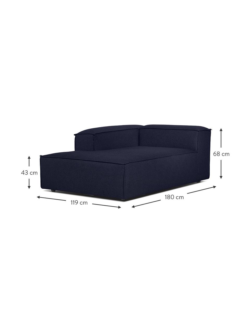 Modulo angolare Lennon, Rivestimento: 100% poliestere Con 115.0, Struttura: legno di pino massiccio, , Piedini: plastica, Tessuto blu scuro, Larg. 119 x Prof. 180 cm, angolo a sinistra