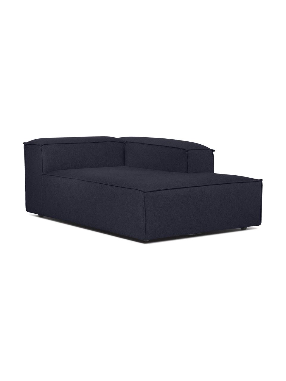 Szezlong modułowy Lennon, Tapicerka: 100% poliester Dzięki tka, Stelaż: lite drewno, sklejka, Nogi: tworzywo sztuczne, Ciemnoniebieska tkanina, S 119 x G 180 cm, lewostronna