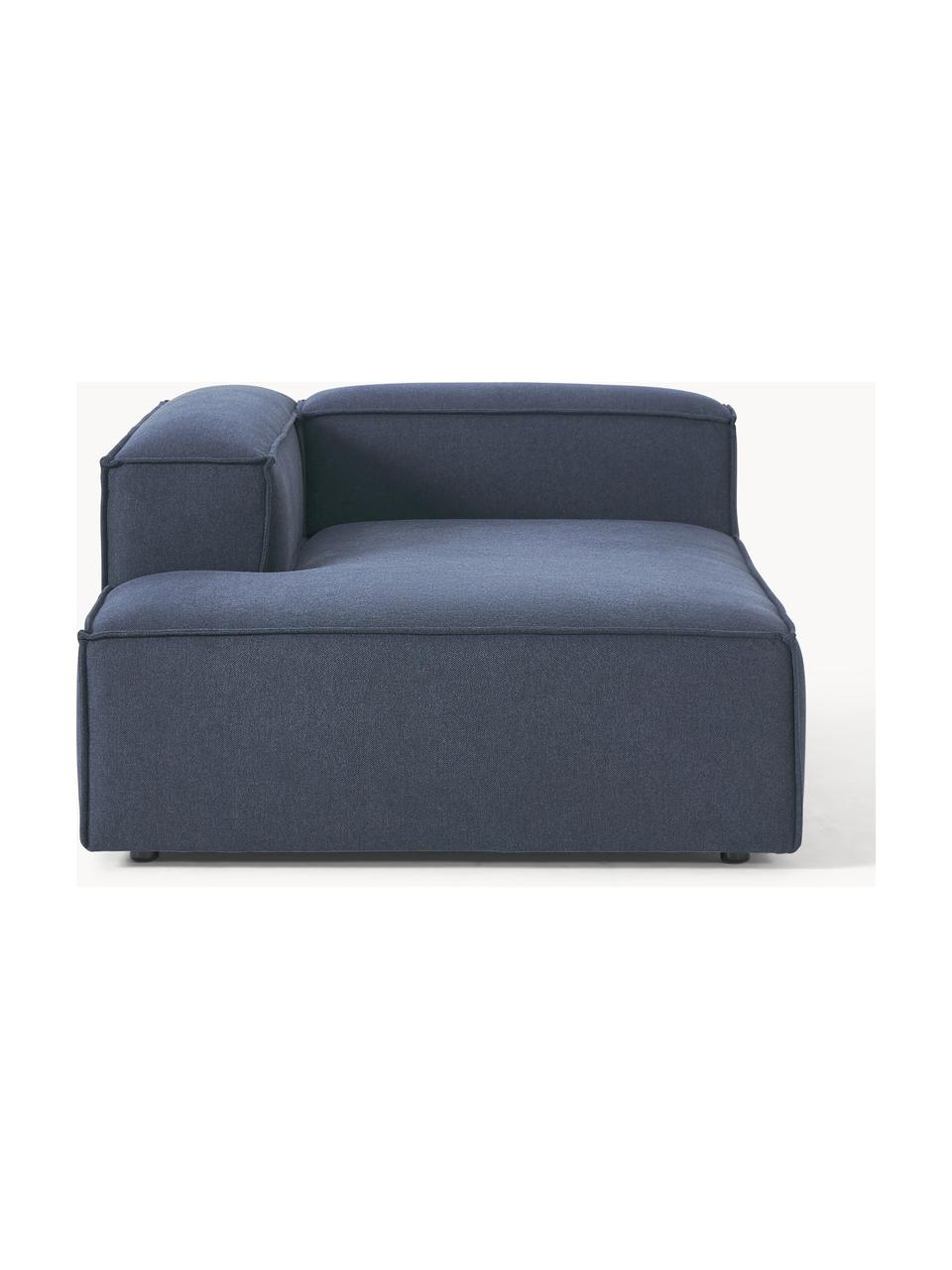 Ottomane-Eckmodul Lennon, Bezug: 100 % Polyester Der strap, Gestell: Massives Kiefernholz FSC-, Füße: Kunststoff, Webstoff Dunkelblau, B 119 x T 180 cm, Eckteil links