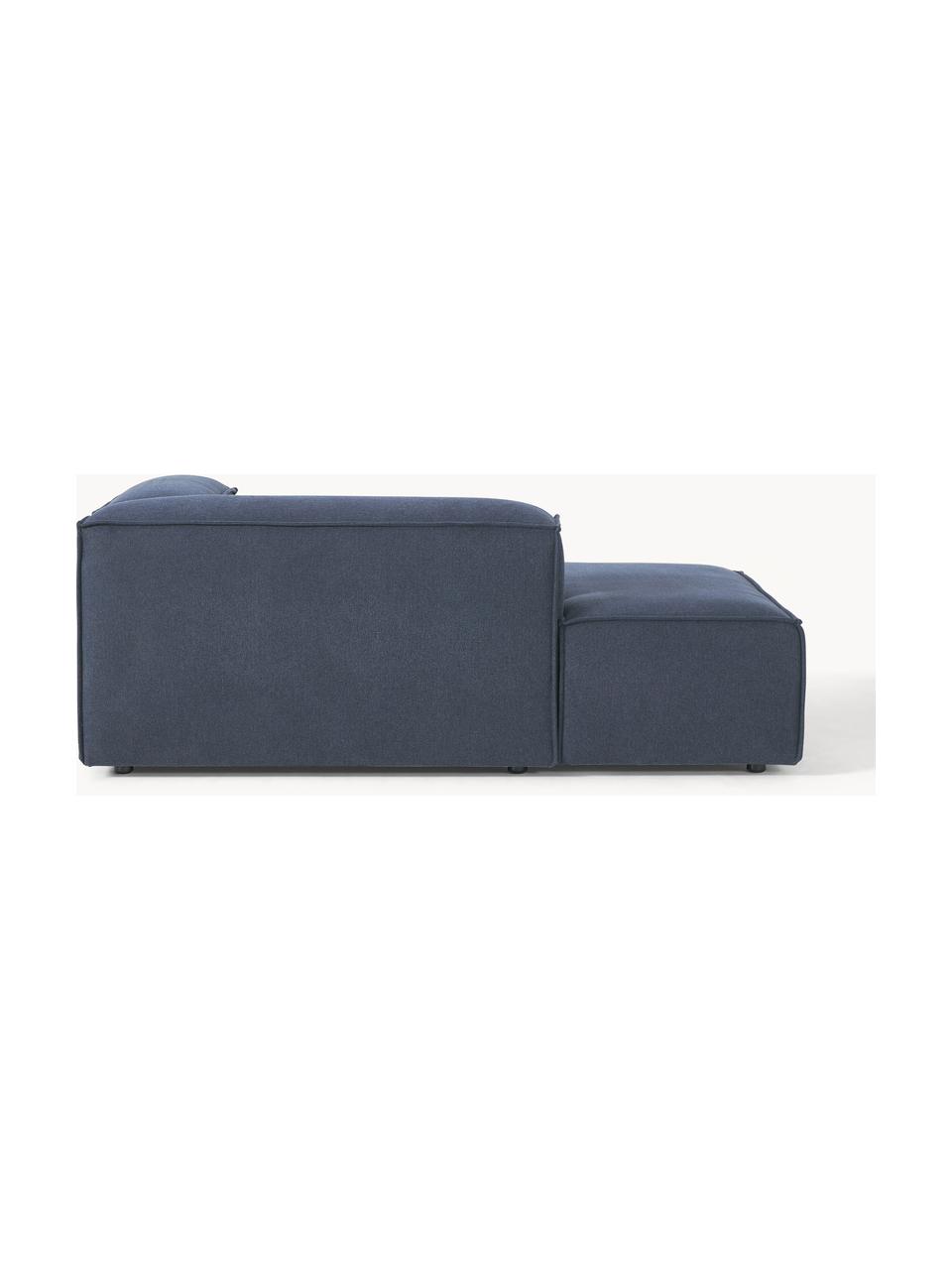 Ottomane-Eckmodul Lennon, Bezug: 100 % Polyester Der strap, Gestell: Massives Kiefernholz FSC-, Füße: Kunststoff, Webstoff Dunkelblau, B 119 x T 180 cm, Eckteil links