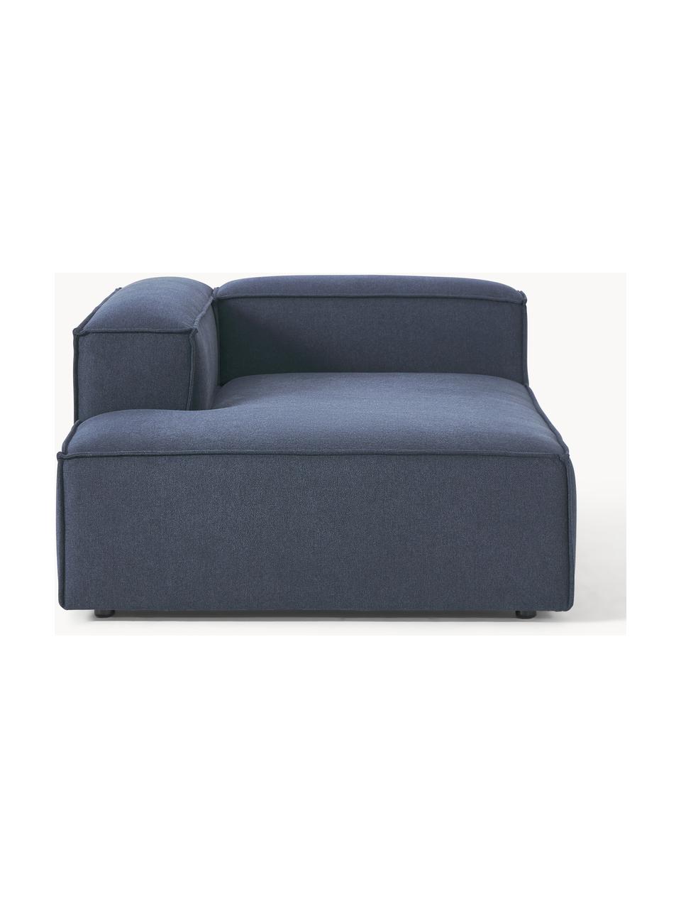 Chaise longue hoekmodule Lennon, Bekleding: 100% polyester De slijtva, Frame: massief grenenhout, multi, Poten: kunststof Dit product is , Geweven stof donkerblauw, B 119 x D 180 cm, hoekdeel rechts