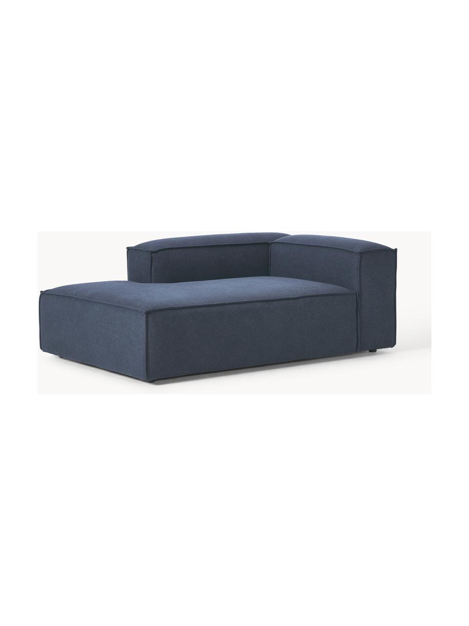 Modulo angolare Lennon, Rivestimento: 100% poliestere Con 115.0, Struttura: legno di pino massiccio, , Piedini: plastica Questo prodotto , Tessuto blu scuro, Larg. 119 x Prof. 180 cm, chaise-loungue a destra