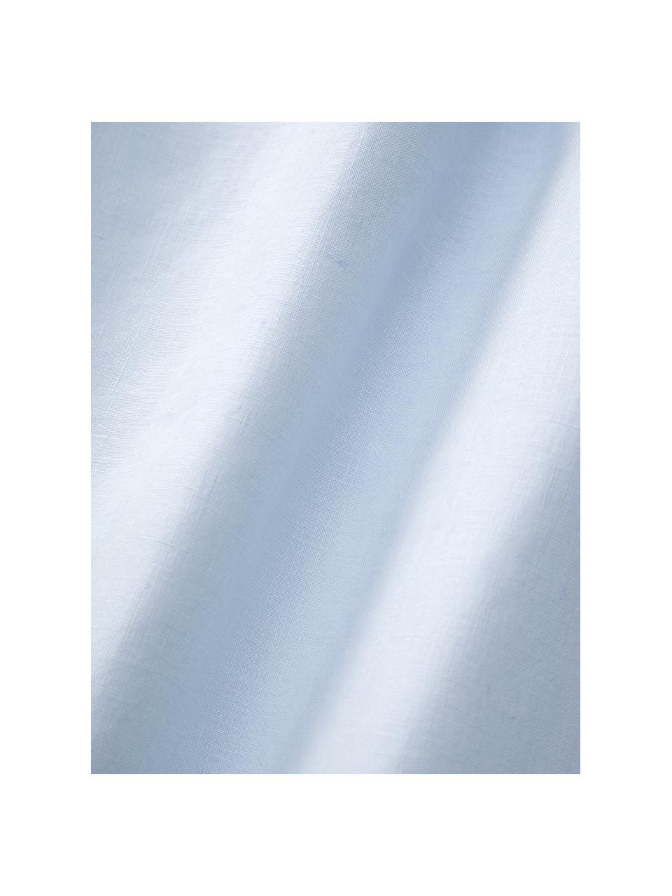 Drap-housse en lin délavé pour surmatelas Airy, Bleu ciel, larg. 90 x long. 200 cm, haut. 15 cm