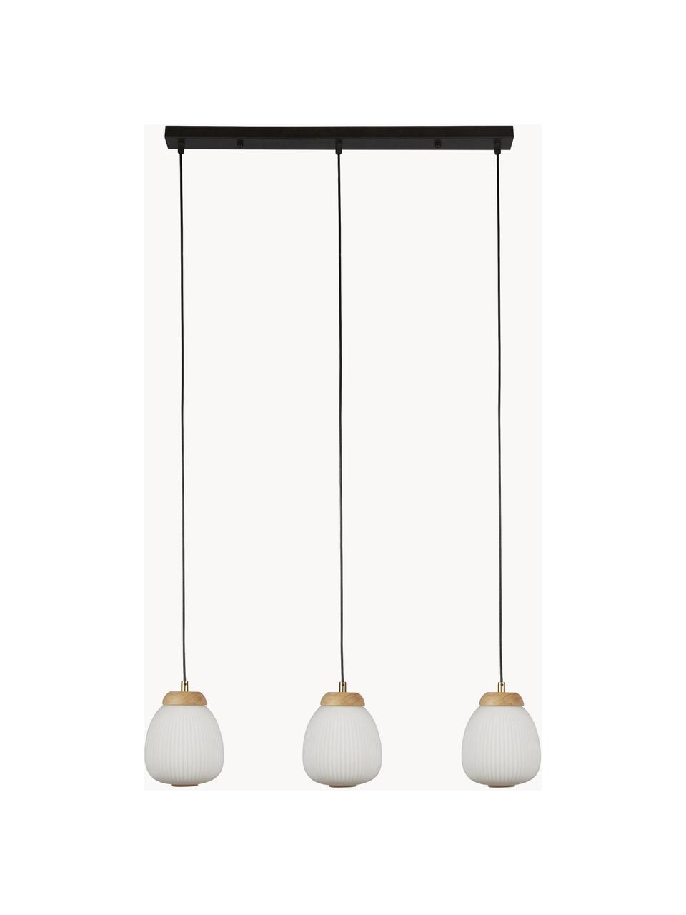 Cluster hanglamp Ella, Decoratie: hout, Gebroken wit, eucalyptushout, B 79 x H 20 cm