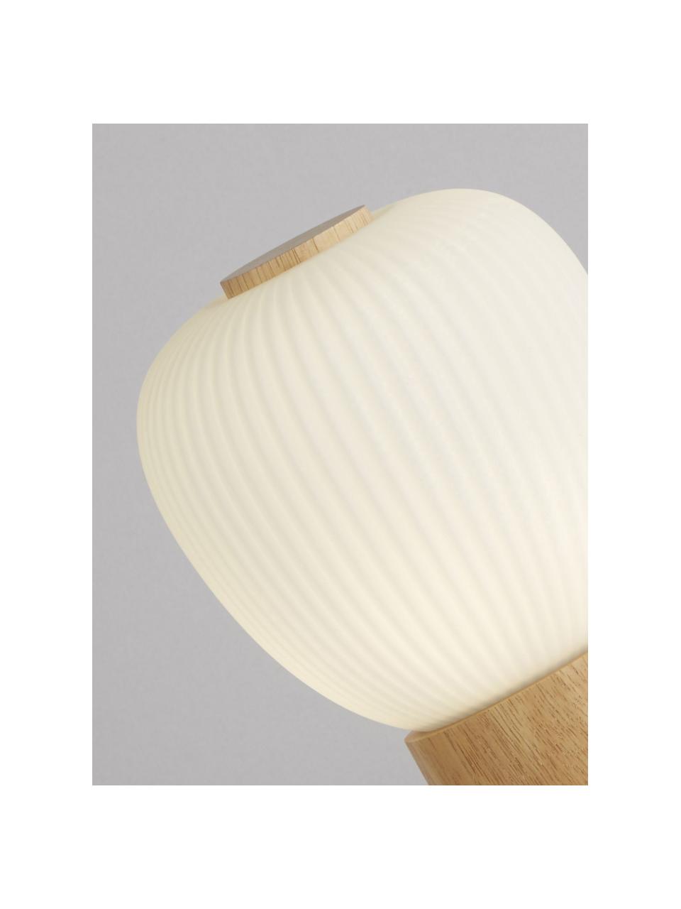 Lampa wisząca Ella, Złamana biel, jasne drewno naturalne, S 79 x W 20 cm