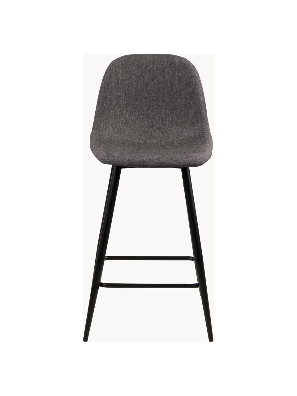 Barstoelen Wilma, 2 stuks, Bekleding: polyester De bekleding he, Frame: gelakt metaal, Geweven stof donkergrijs, B 44 x H 91 cm