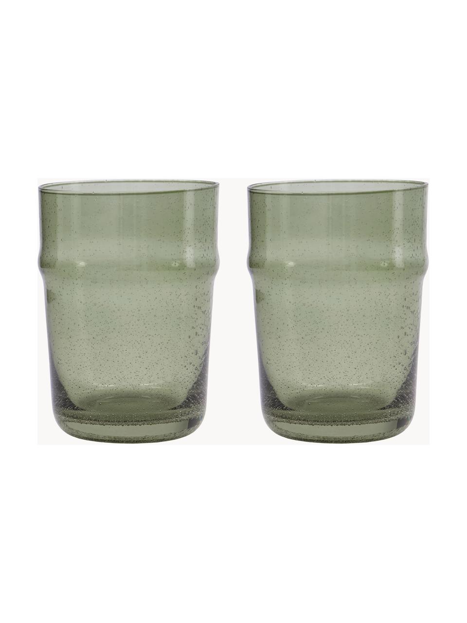 Verres à eau avec bulles d'air Rain, 2 pièces, Verre, Vert sauge, translucide, Ø 8 x haut. 11 cm, 310 ml