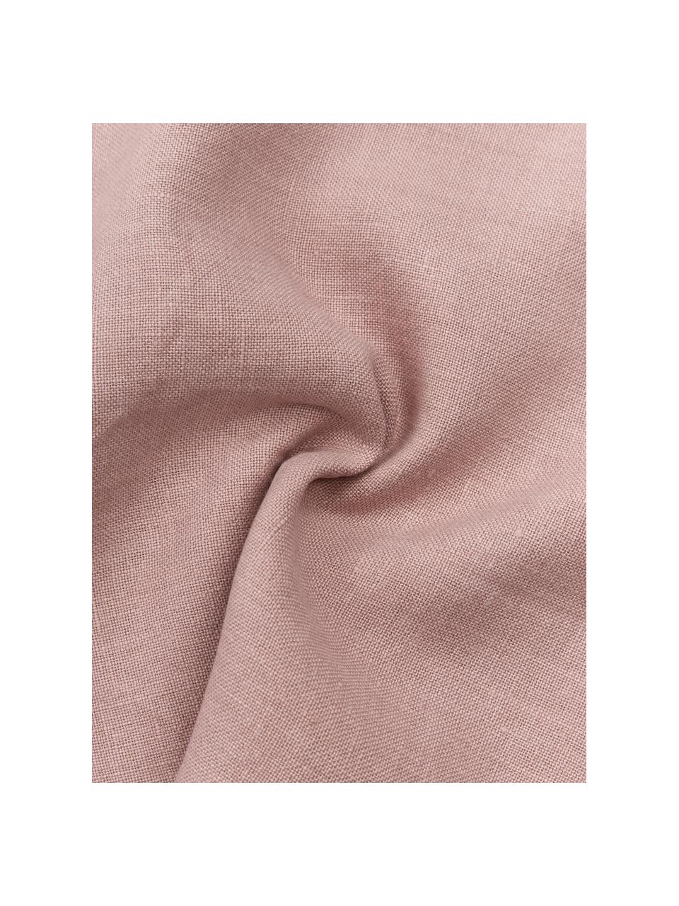 Federa in lino rosa cipria con orlo rialzato Luana, 100% lino, Rosa cipria, Larg. 30 x Lung. 50 cm